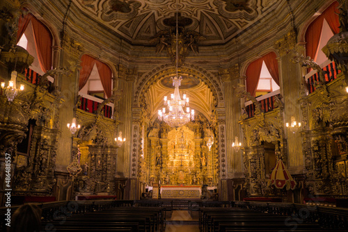 Woman visiting the Nossa Senhora do Pilar Minor Basilica in Ouro Preto  Minas Gerais