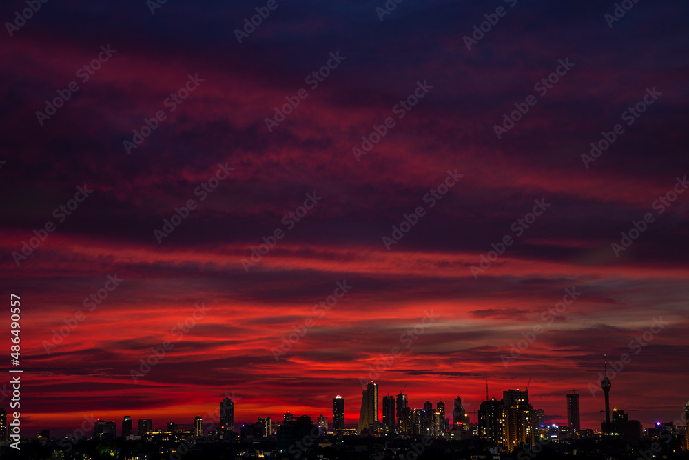 Evening Red Skyline