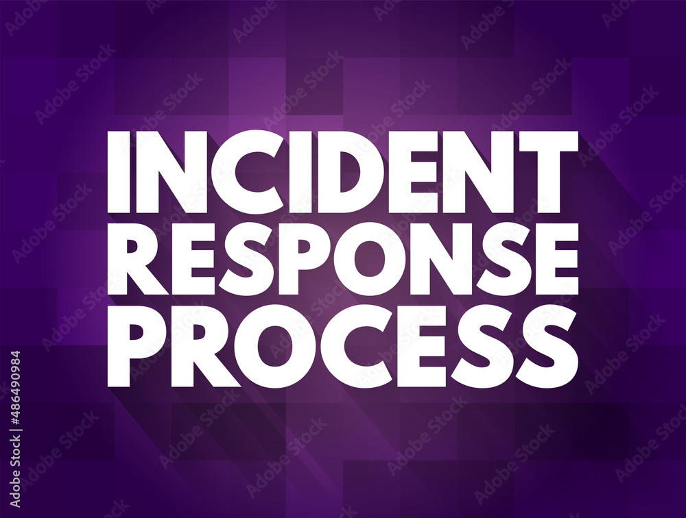 Incident response process - collection of procedures aimed at identifying, investigating and responding to potential security incidents, text concept background