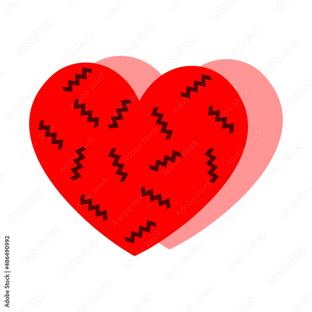 Abstract heart icon with zigzags isolated on white background. Tired sick heart sign Abstract heart icon with zigzags isolated on white background. Tired sick heart sign