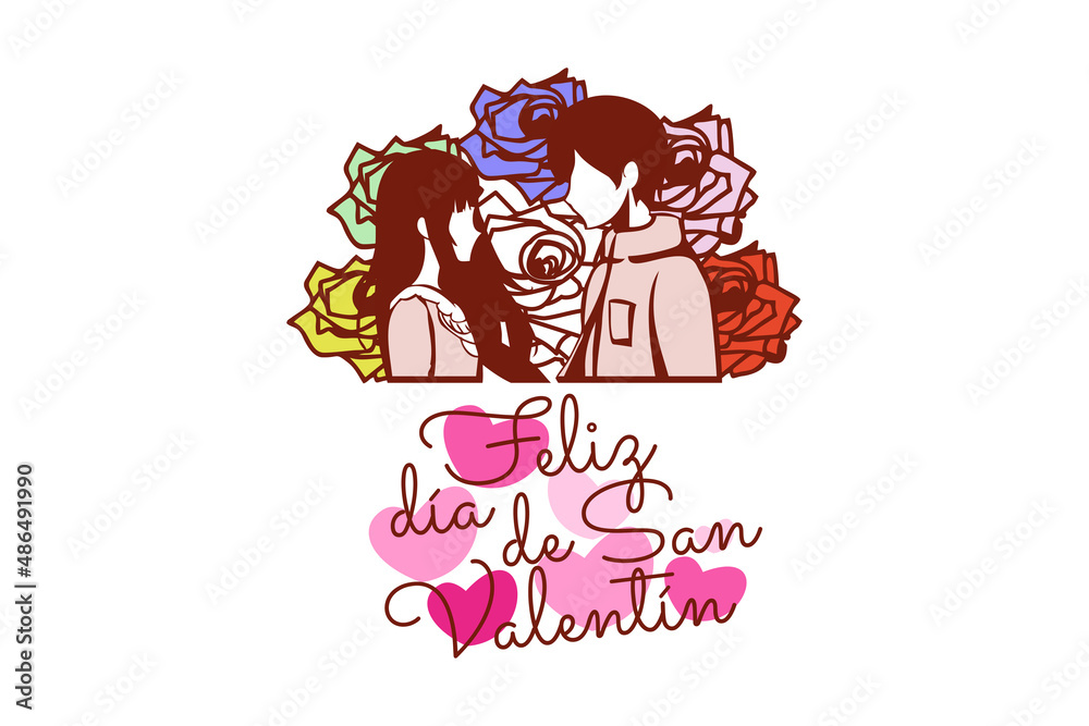 Vector illustration of Happy Valentine's Day. Suitable for greeting card, poster and banner