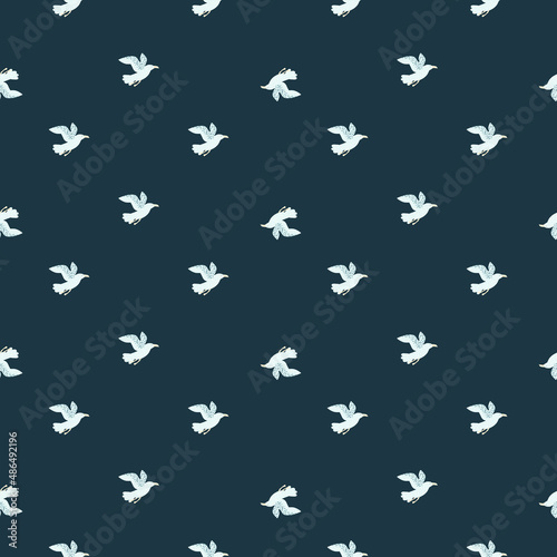 Seagulls seamless pattern. Background of sea birds.