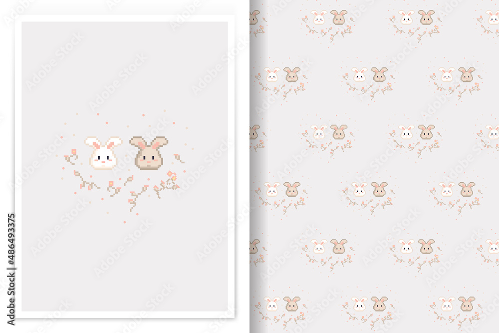 seamless rabbit pattern background Stock Vector | Adobe Stock