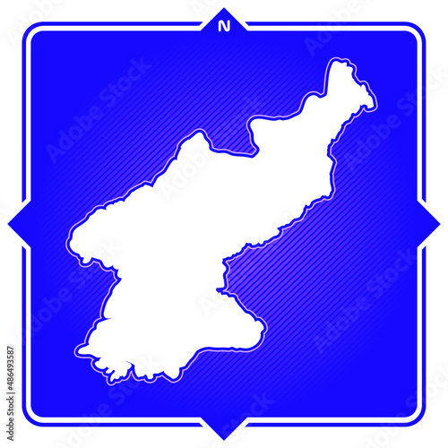 Simple outline map of north korea with compas