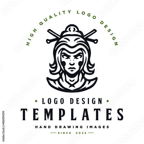 female character vector. woman logo template.