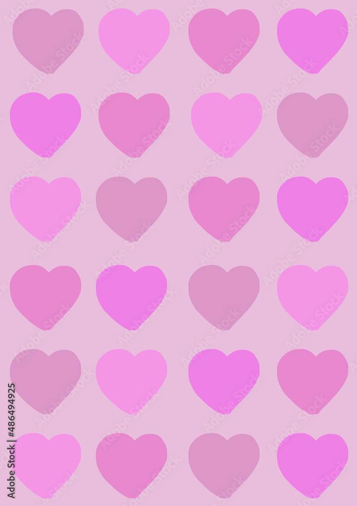 Different shades of  pink hearts for Valentine day 