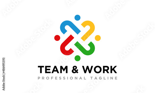 Human Team Work Logo Design Vector Icon Symbol Sign Illustration.