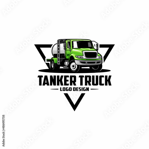 green tanker truck logo vector