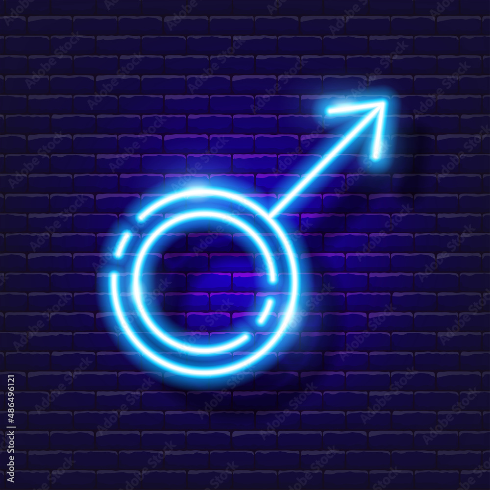 Man gender neon icon. Gender concept. Vector sign for design, website, signboard, banner, advertisement. Man gender neon icon. Gender concept. Vector sign for design, website, signboard, banner, advertisement.