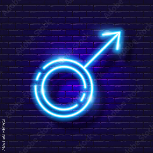 Man gender neon icon. Gender concept. Vector sign for design, website, signboard, banner, advertisement.