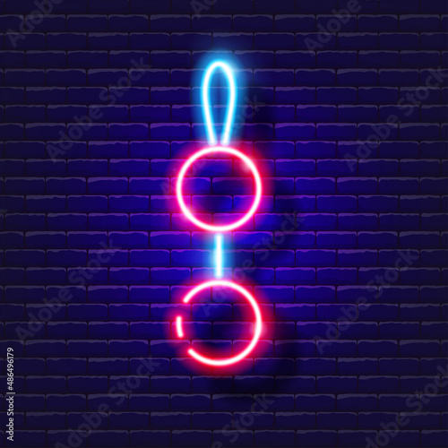 Anal and vaginal balls neon icon. Sex shop concept. Toys for adults. Gadgets for love. Vector sign for design, website, signboard, banner, advertisement.