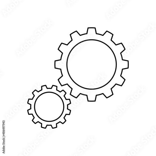 Gears icon on white background.