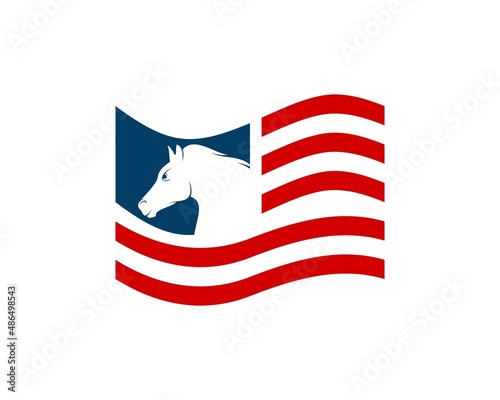 Flutter american flag with head horse inside