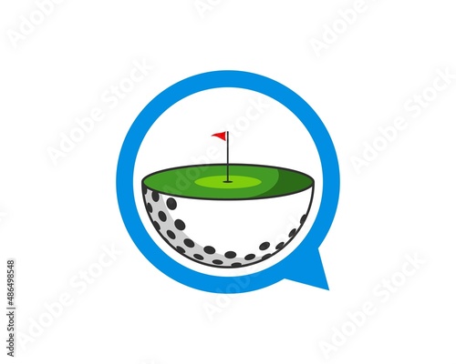 Bubble chat with golf ball and field inside