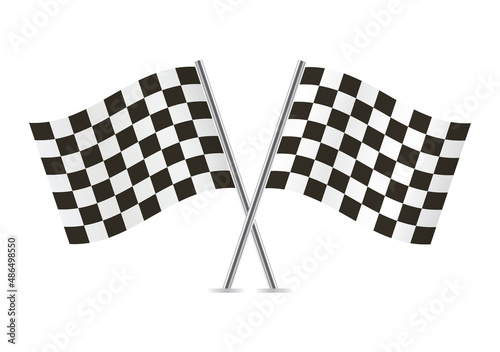 Checkered crossed flags (racing flags), isolated on white background. Vector icon set. Vector illustration.