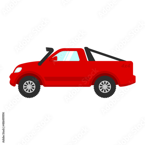 Pickup truck icon. Off-road vehicle. SUV. Color silhouette. Art. Side view. Vector simple flat graphic illustration. Isolated object on a white background. Isolate.