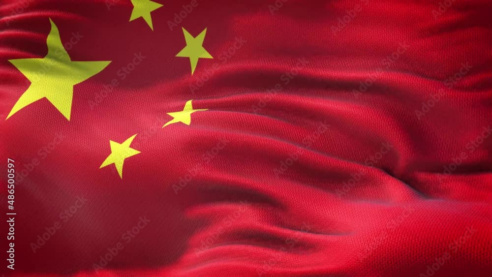 Chinese flag is waving slow motion in full screen. Loopable 4K ...