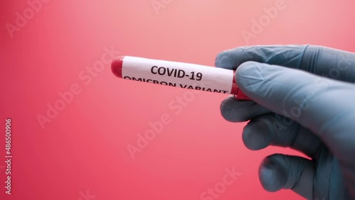  hand hold omicron variant corona virus blood test tube  photo