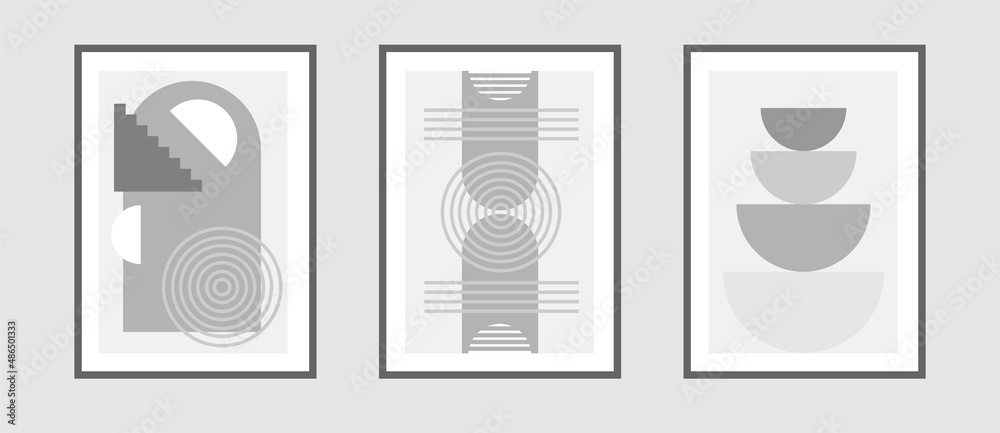 Set of trendy abstract aesthetic minimalist artistic hand drawn composition