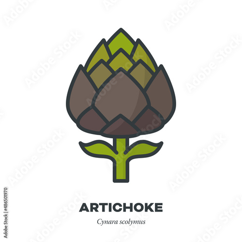 Artichoke bud icon, filled outline style vector illustration