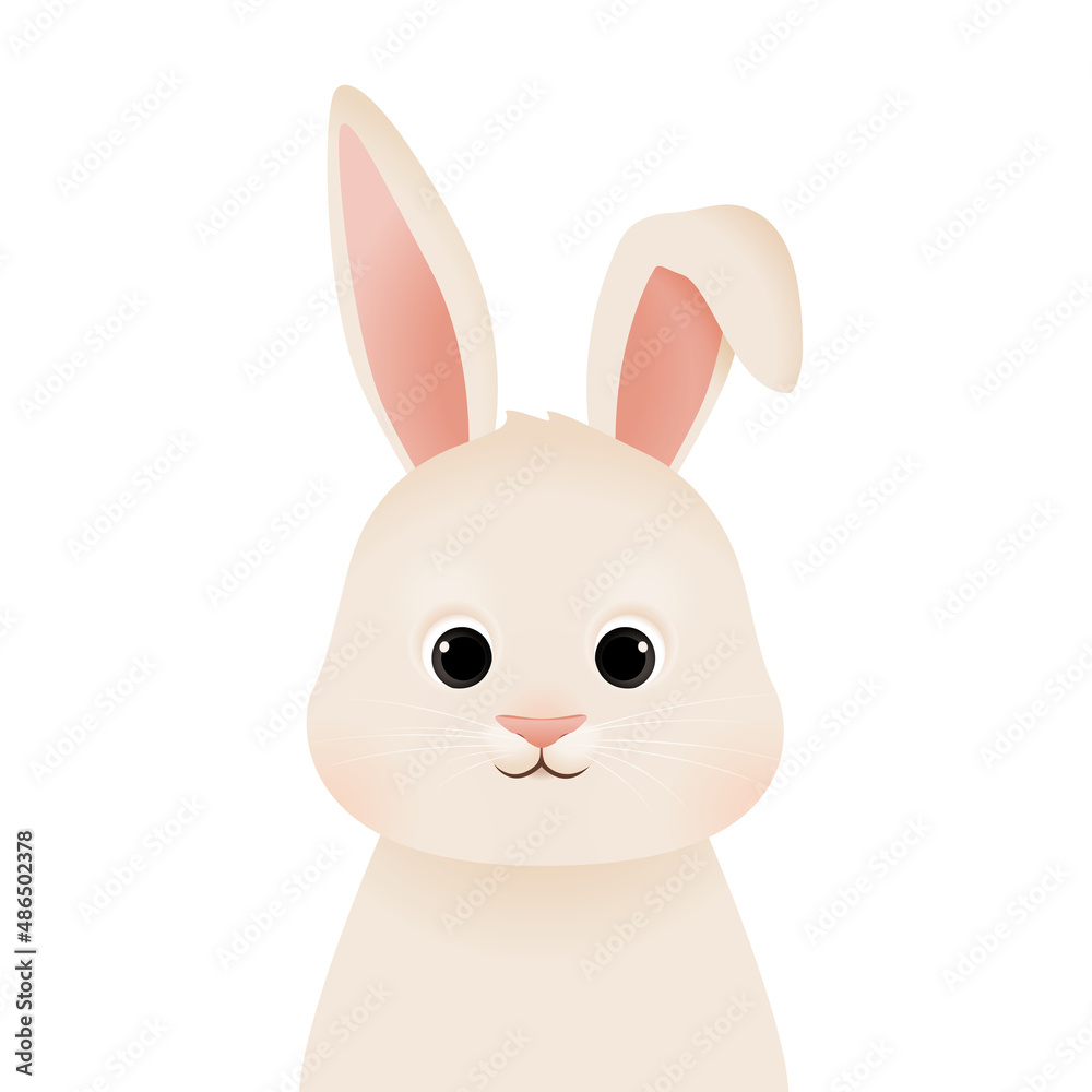 Cute white bunny baby shower illustration, easter rabbit character Cute white bunny baby shower illustration, easter rabbit character