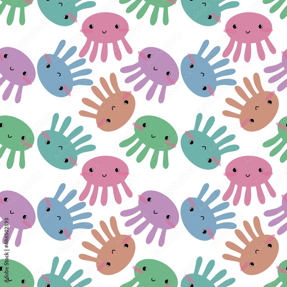 Naklejka premium Kids seamless octopus pattern for fabrics and textiles and packaging and linens and gifts and cards and hobbies