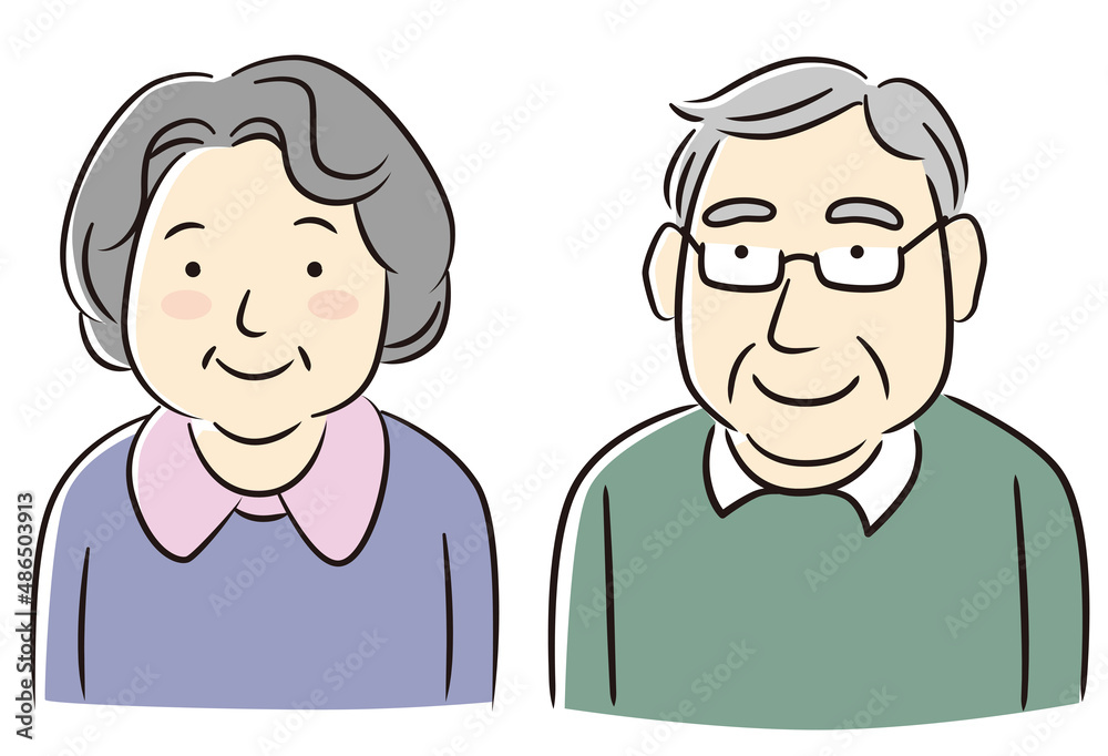 Upper body vector illustration of an elderly couple Upper body vector illustration of an elderly couple