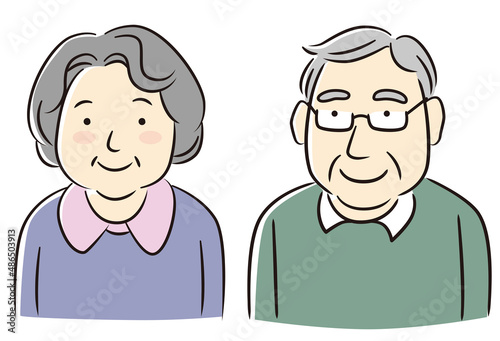 Upper body vector illustration of an elderly couple