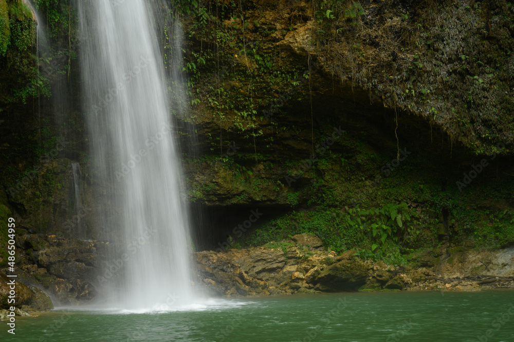 Fabulous wild jungle cascade in espanola island