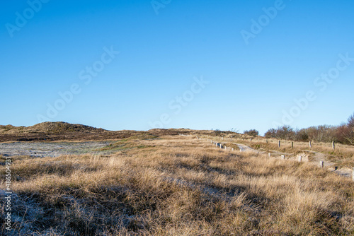Rundweg durch das Naturschutzgebiet Morsum Kliff in der Sonne im Winter  Insel Sylt