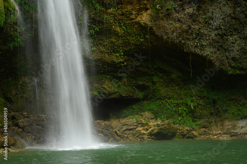 Fabulous wild jungle cascade in espanola island