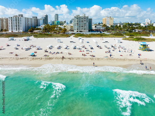 Aerial View of South Beach.Miami Beach .Miami .Florida,USA