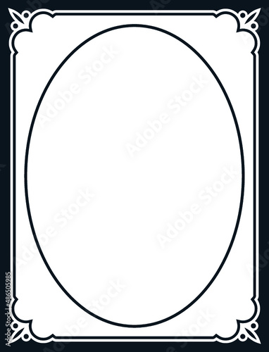 Retro oval photo frame. Vector vintage portrait border 