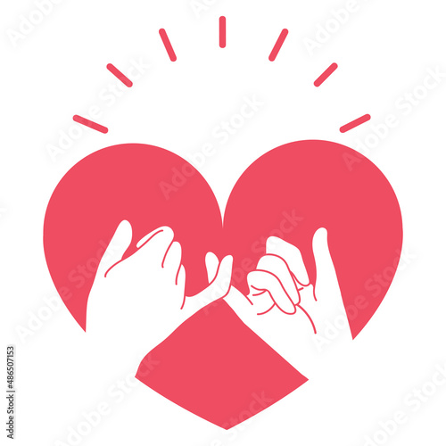 hand drawn pinky promise with heart shape vector