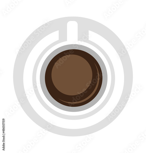 top view of Coffee cup with power on icon