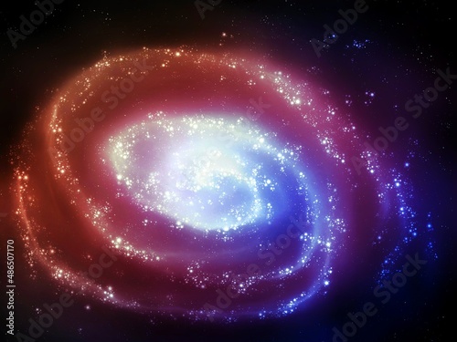 Fototapeta Naklejka Na Ścianę i Meble -  Amazing spiral galaxy with many stars, nebulae and star clusters. Beauty of the universe, deep space. Abstract background. 