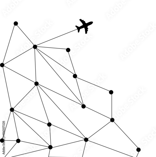abstract background with pattern and airplane. This is can use for transport, net, complex, mapping theme and concepts.