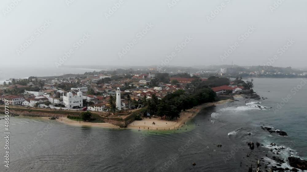 Aerial view of the ocean shore at old city Galle in Sri Lanka Aerial view of the ocean shore at old city Galle in Sri Lanka