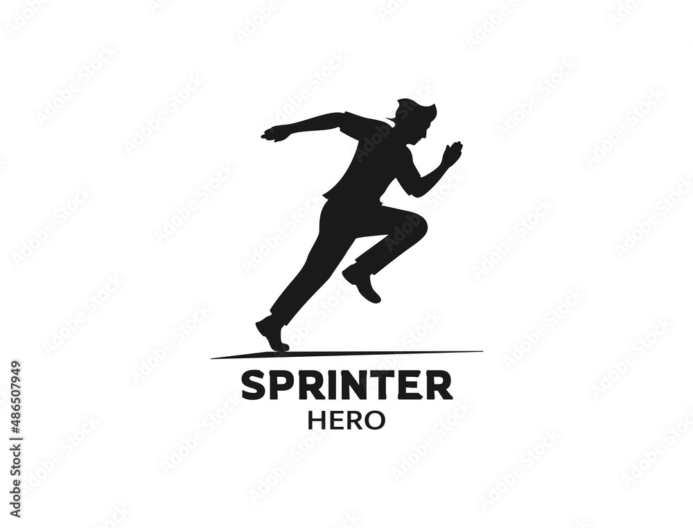 Silhouette of a person running fast for a sprinter logo
