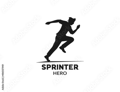 Silhouette of a person running fast for a sprinter logo