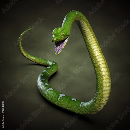 Python close-up. 3d illustration