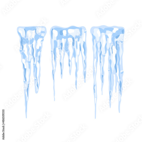 Blue frozen icicles. Vector illustration isolated on white background