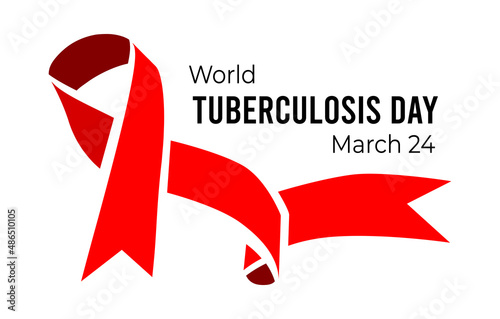World Tuberculosis Day. Vector illustrtion with ribbon on white