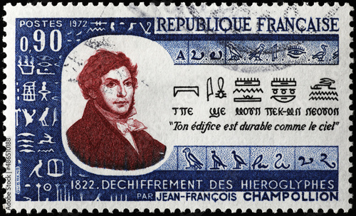 Archaeologist Jean-Francois Champollion on french postage stamp