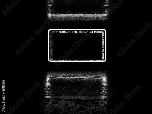 dark background with abstract geometric shape led laser light geometric concept 3d render illustration