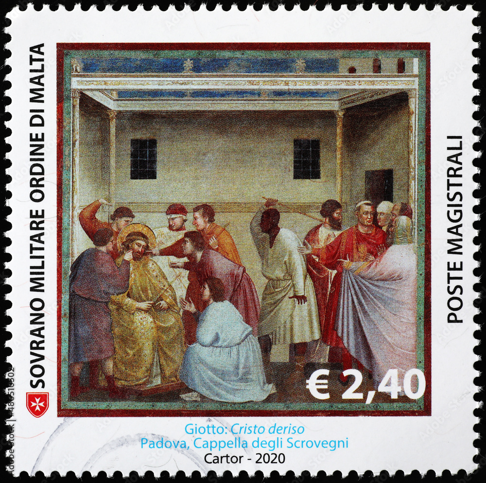 Christ mocked by Giotto on postage stamp