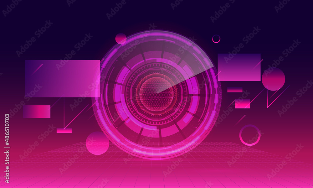 Obraz premium technology background. Retro neon effect. circuit board concept. Hi-tech digital technology.