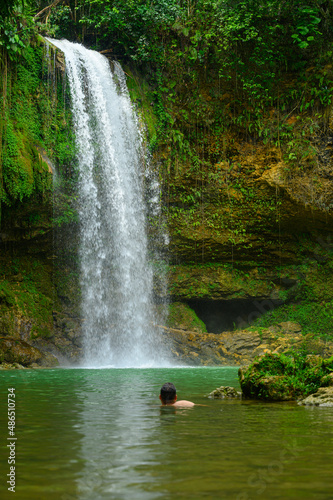 Beautiful waterfall in the jungle wildlife in edem