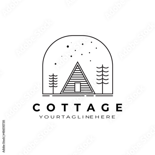 cabin night modern logo vector illustration