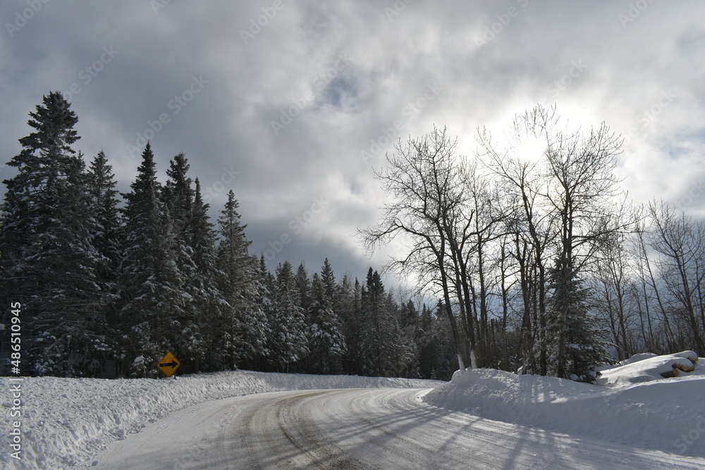 Fototapeta premium The North Rang Road in Winter, Sainte-Apolline, Québec, Canada